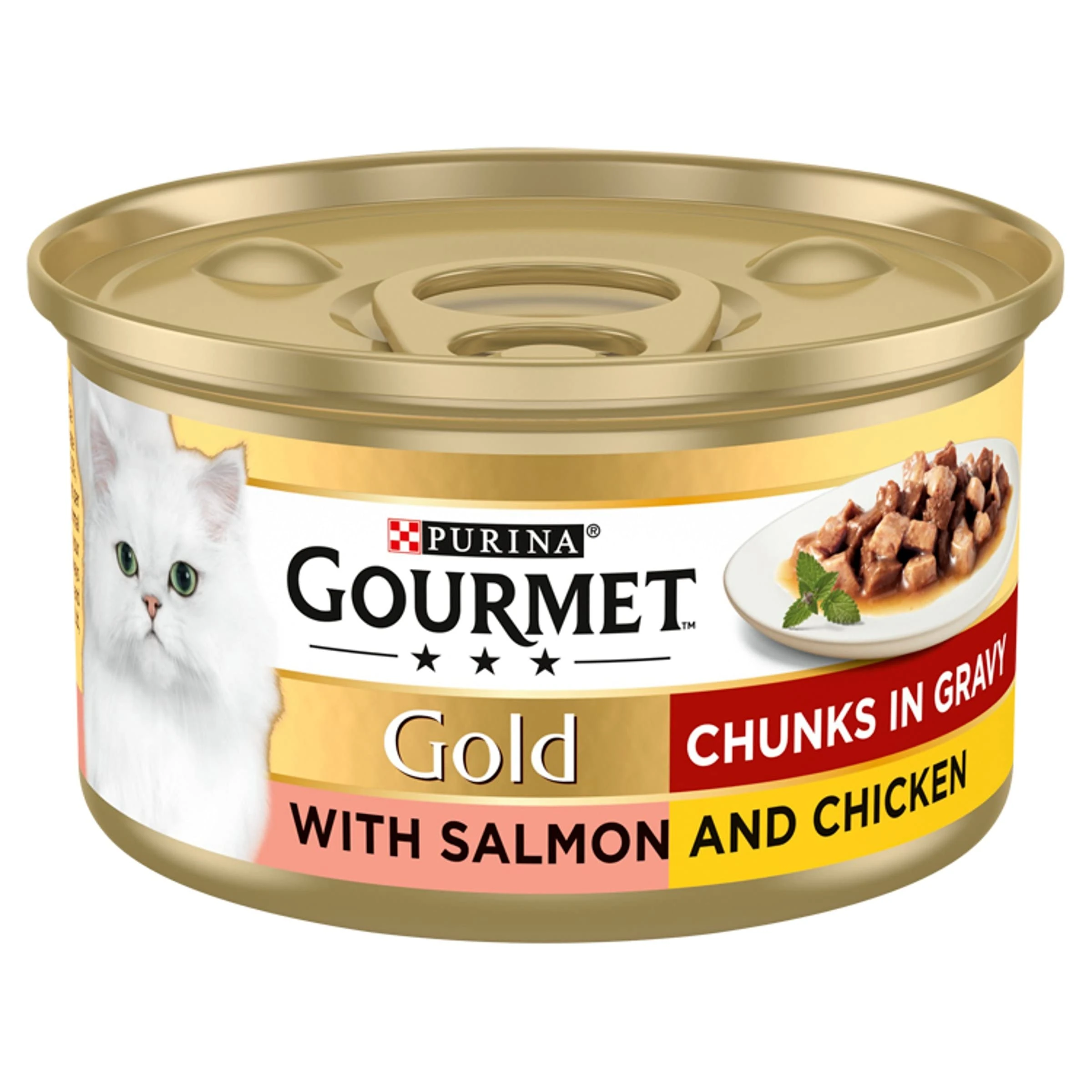 GOURMET Gold Chunks in Gravy Salmon and Chicken Wet Cat Food 85g, Pack of 12