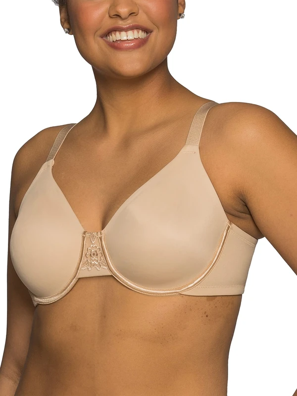 Vanity Fair Women's Full Figure Beauty Back Smoothing Bra, 4 Way Stretch Fabric, Lightly Lined Cups Up to H, Opaque, Damask Neutral, 44B