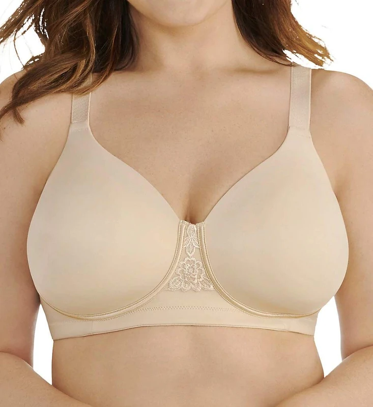Vanity Fair Women's Full Figure Beauty Back Smoothing Bra, 4 Way Stretch Fabric, Lightly Lined Cups Up to H, Opaque, Wirefree-Beige, 38DD