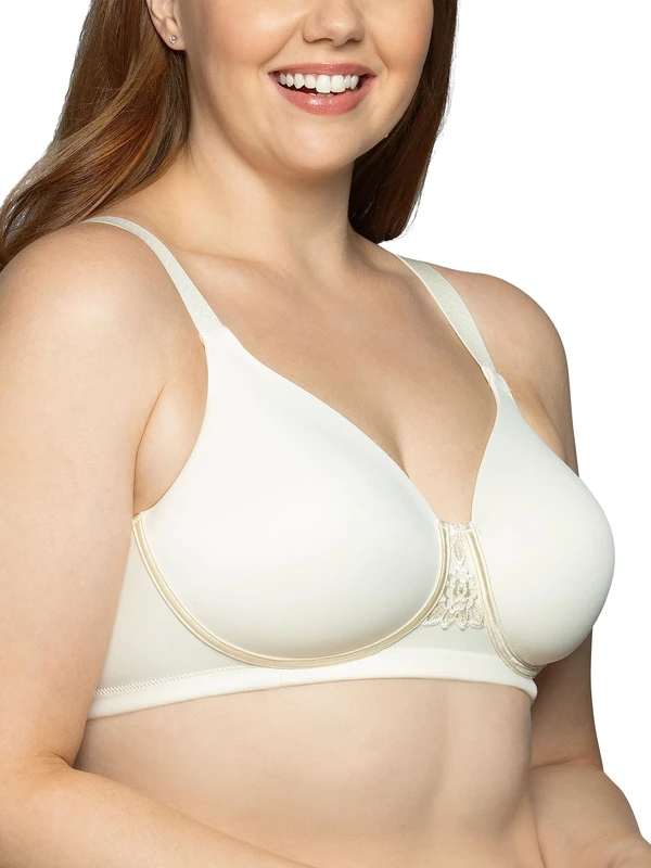 Vanity Fair Women's Full Figure Beauty Back Smoothing Bra, 4 Way Stretch Fabric, Lightly Lined Cups Up to H, Opaque, Wirefree-Ivory, 38C