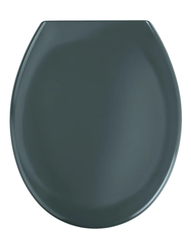 Wenko 19657100 Premium toilet seat Ottana Dark Grey EasyClose soft closing mechanism, rustproof FixClip hygienic stainless steel mounting, antibacterial, Plastic Duroplast, 37.6 x 45.2 cm, Grey Dark grey