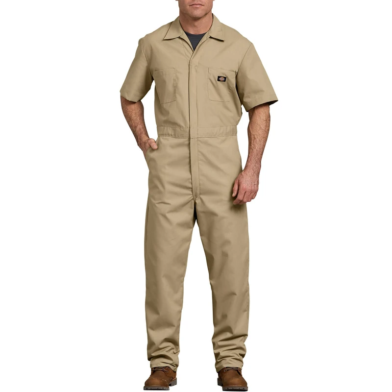 Dickies Men's Short-Sleeve Work Utility Coveralls, Khaki V1, XL Tall