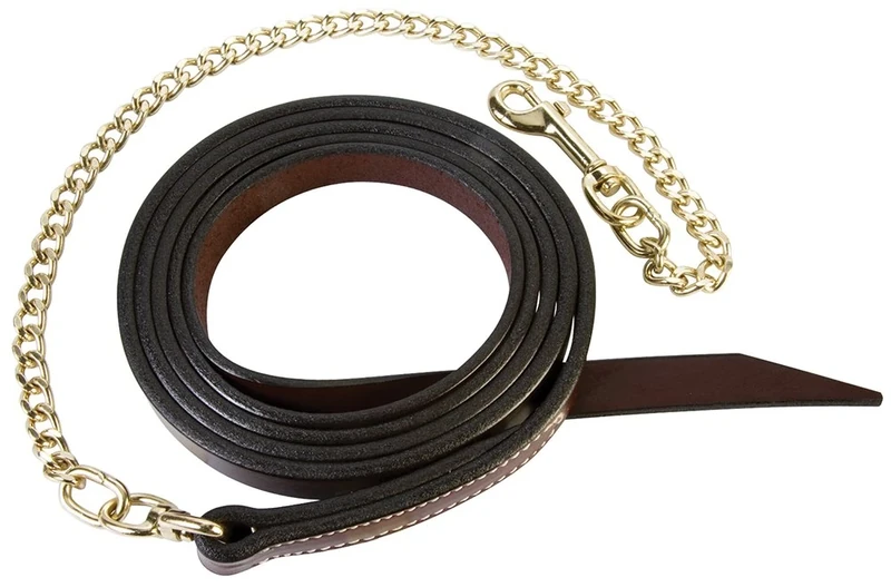 Weaver Leather Single-Ply Horse Lead with Chain Mahogany, 1" x 6' w/24" Chain