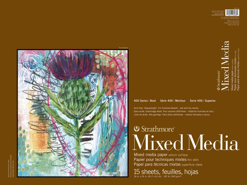 Strathmore Mixed Media Vellum Paper Pad 18 x 24-inch, 15 Sheets, White, 18"x24"