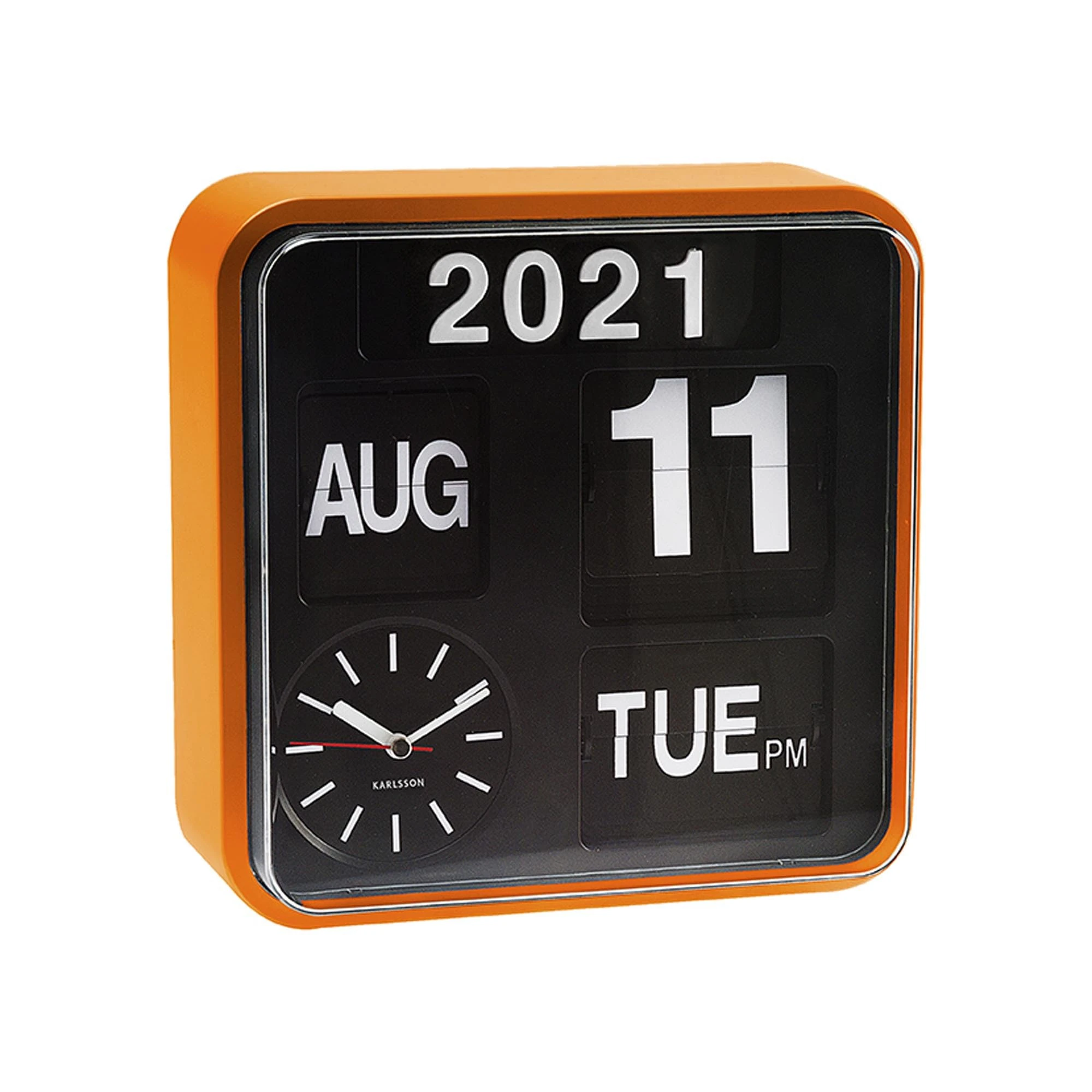 Karlsson Mini Flip Black Dial Wall Clock, Orange