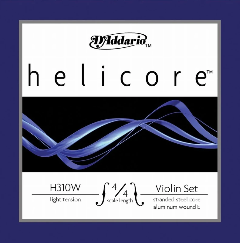 D’Addario Orchestral - Helicore 4/4 Size Violin String Set with Aluminum Wound E String - H310W 4/4L - Light Tension