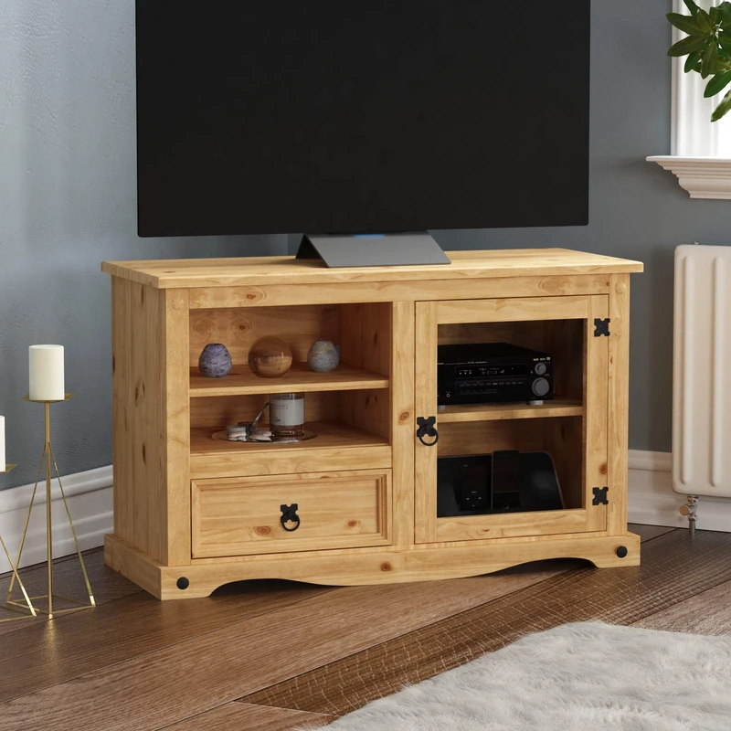 Vida Designs Entertainment Cabinet, TV Stand, Solid Pine Wood