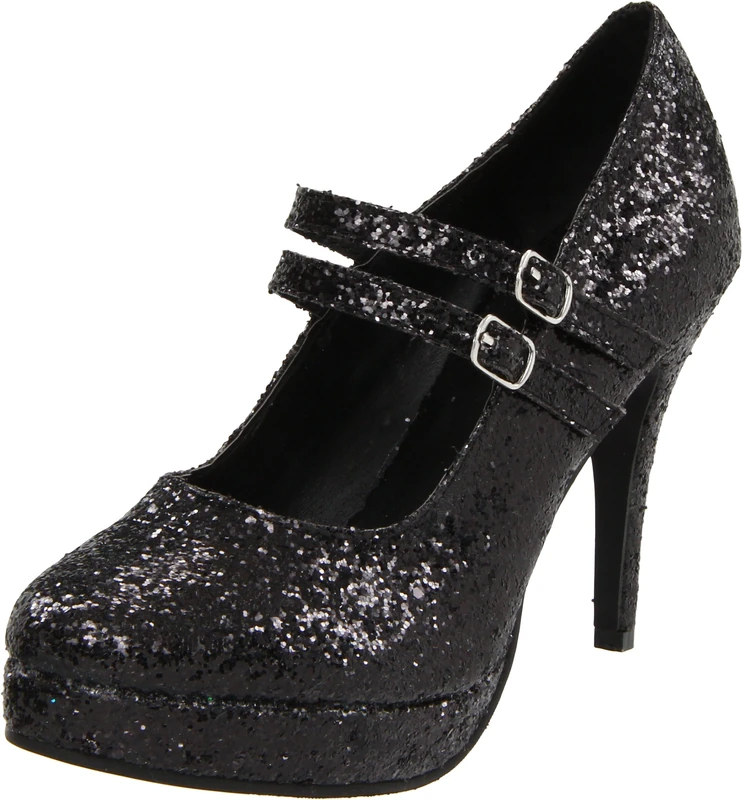 Ellie Shoes Women's 421-Jane-G Maryjane Pump, Black Glitter, 6 UK
