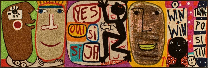 Völkl-Fischer Door Mat with Think Positive Design 60x180 cm multicoloured