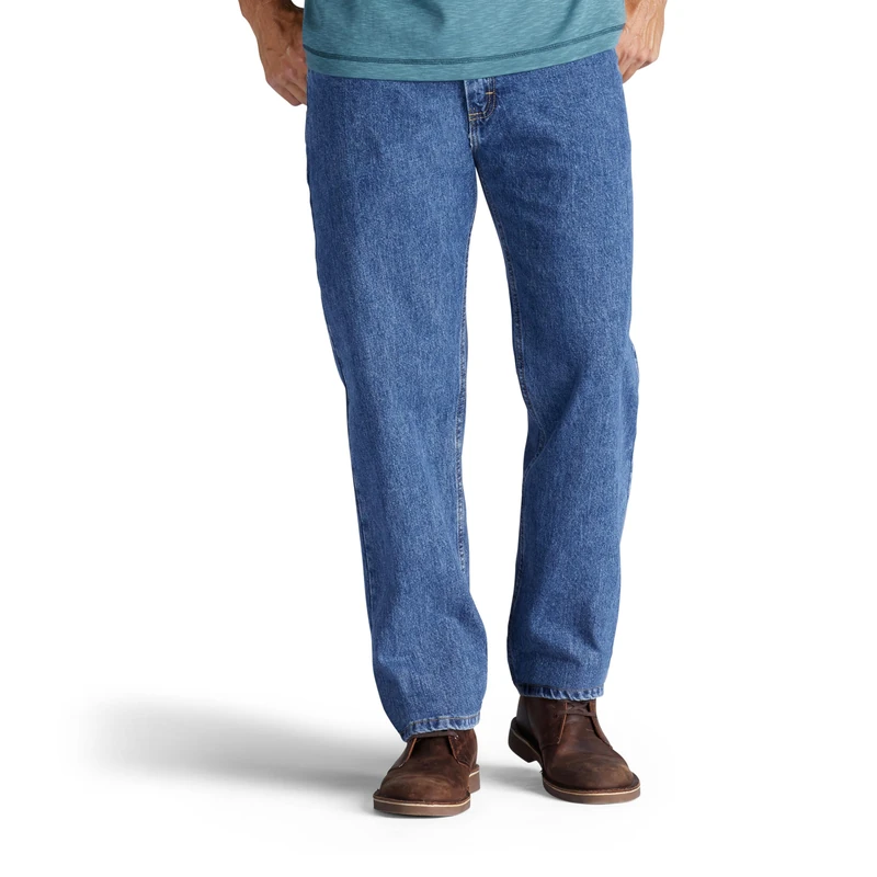 Lee Men's Relaxed Fit Straight Jeans, Medium Stone, 30W/32L