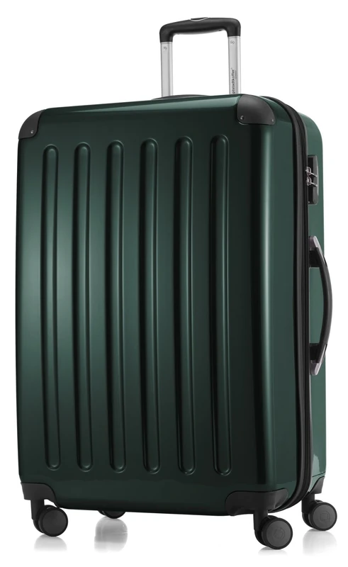 HAUPTSTADTKOFFER® · Hard-Side Suitcase DarkGreen high Gloss · Dimension ca. 75 x 52 x 32 cm + 4 cm Volume Expansion · max. 130 Liter Volume · TSA Combination Lock