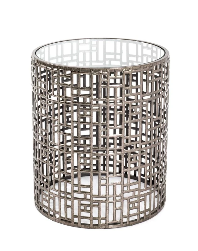 HAKU Möbel End Table Bronze, Metal, Tempered Glass 8 mm - Size: H 45 cm X Ø 38 cm, Style: Art Deco