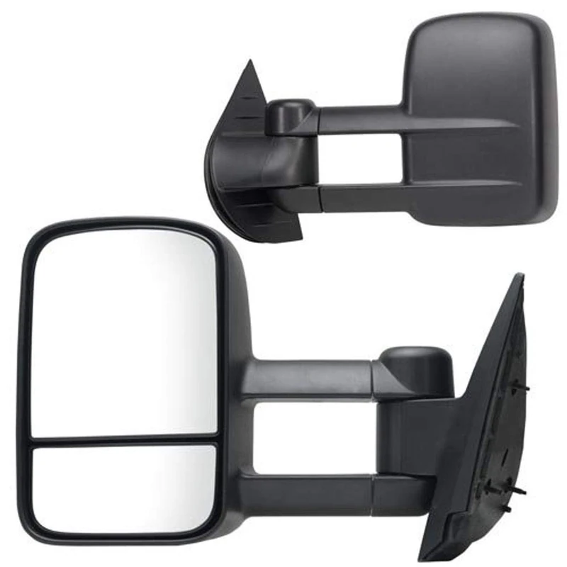 Fit System - 62077-78G Towing Mirror Pair for Avalanche, Silverado 1500, Sierra 1500, Silverado 2500/3500, Suburban, Tahoe, Sierra 2500/3500, Silverado Hybrid, Sierra Hybrid, Dual Lens, Black, Manual