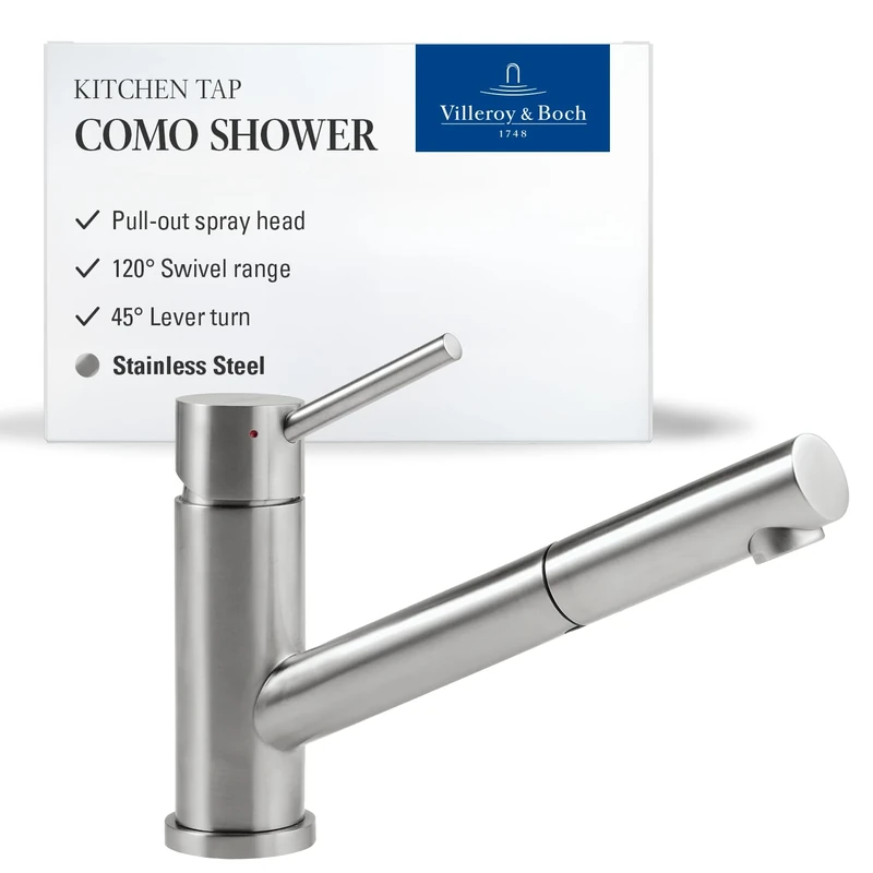 Villeroy & Boch VB-9252 00 LC, Kitchen Sink tap Como Shower, Brushed Steel