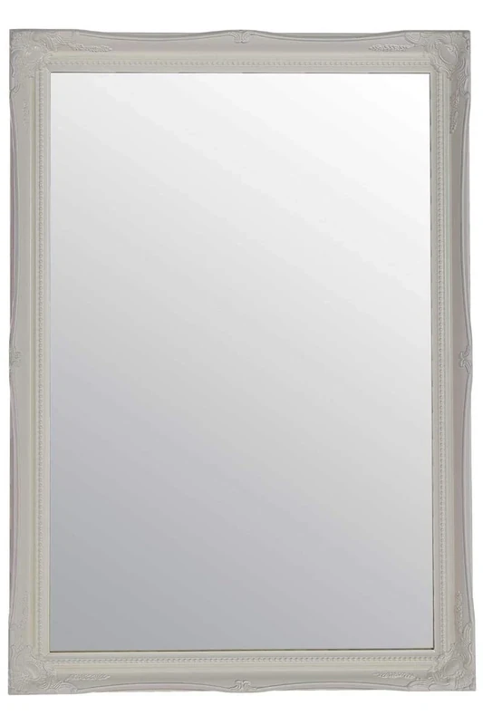 Large 2" White Shabby Chic Style Swept Bevelled Overmantle Wall Mirror 34X24"