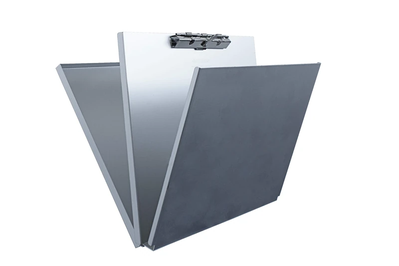Läufer 00170 A-Holder Clipboard on Form Holder with Compartment and Intermediate Layer Top Opening Serrated Clamp for DIN A4 Robust Aluminium Silver