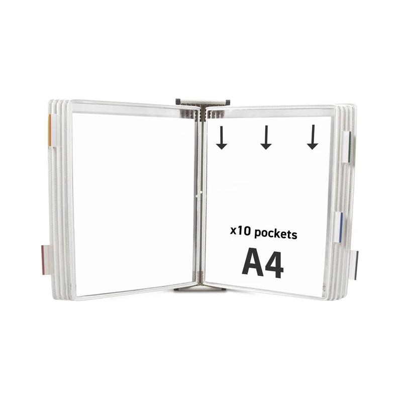 Djois 414102 - Tarifold Metal Wall Display System, A4, 10 Pockets, White, 1 Piece, Protects & Organises Documents, Instant Access, Expandable, Environmentally Friendly