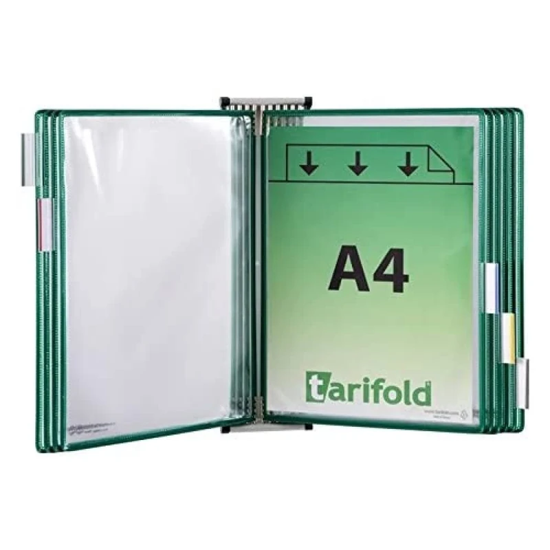 Tarifold Fr 414105 – Metal Wall Mount Kit with 10 Pockets A4 PVC Frame Green