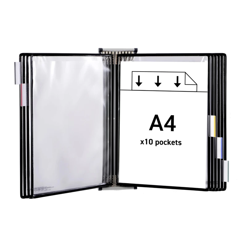 Tarifold TAA414107 A4 Wall Unit with 10 Pockets - Black