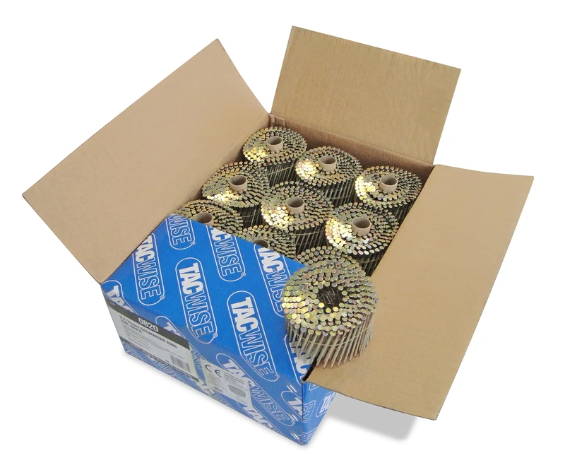 Tacwise 0820 Type 2.7 x 75 mm Extra Galvanised Flat Top Coil Nails, Diamond Point, Ring Shank, 16° Inclined, Wire Collated, Pack of 6,000