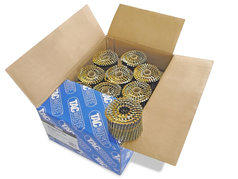 Tacwise 0965 Bright Flat Top Coil Nails Type 2.8 x 83 mm, Diamond Point, Ring Shank, 16° Inclined, Wire Collated, Pack of 4000