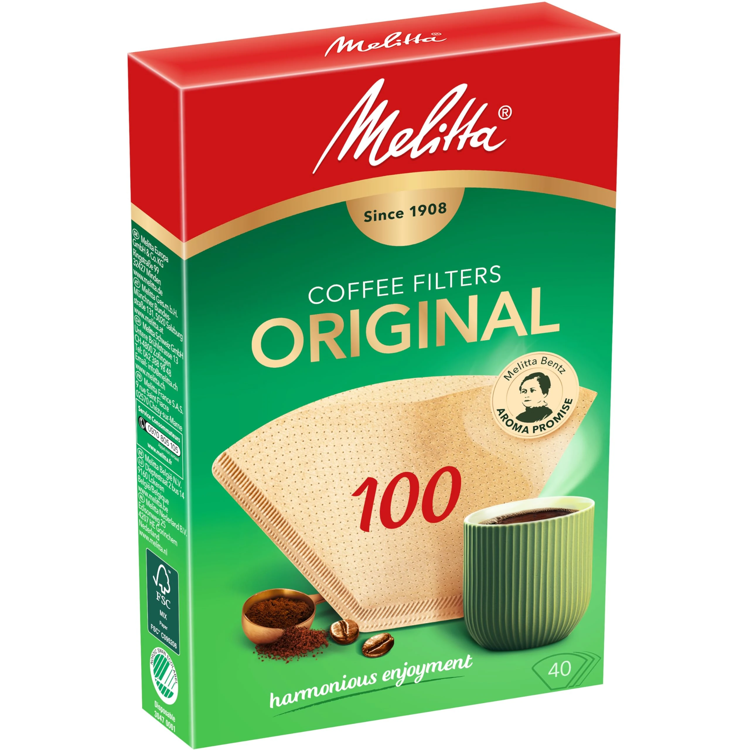 Melitta Coffee Filters 100/40 Natural Brown (Pack of 40 Filters)