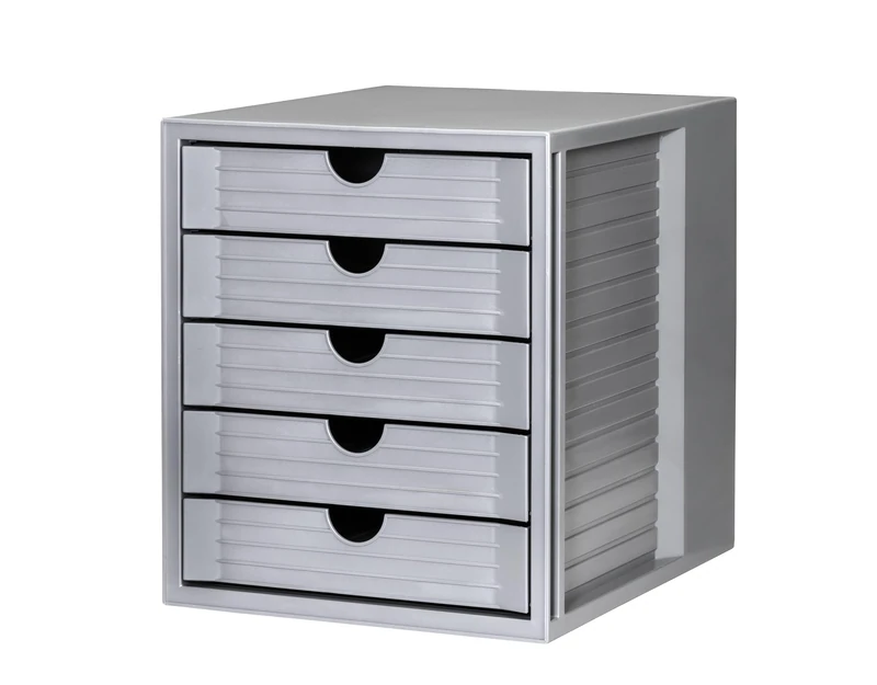 HAN 14508-18, SYSTEMBOX KARMA Drawer set . Innovative, attractive design, BLUE ANGEL certified, with 5 closed drawers, eco-grey