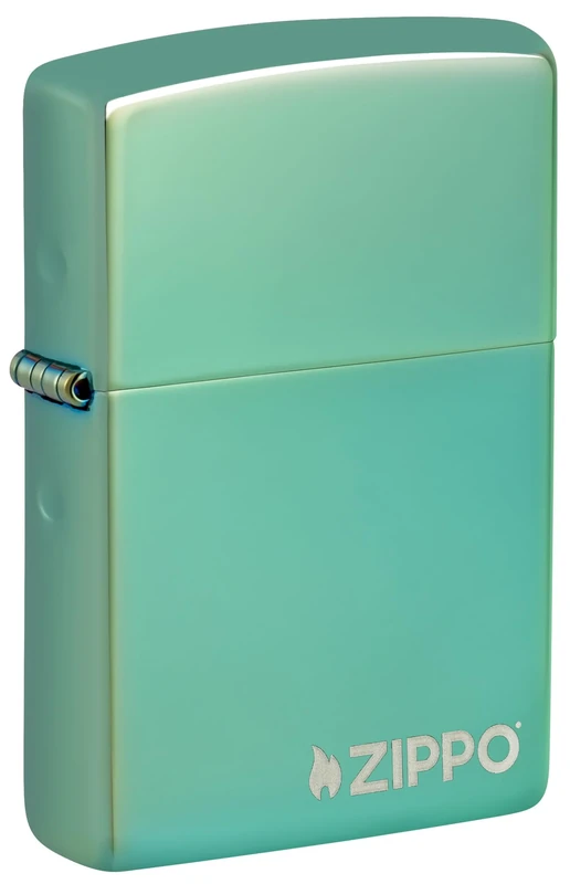 Zippo Windproof Lighter - High Polish Green with Logo - Laser Engrave - Refillable - Reusable - Gift Box - Made in USA