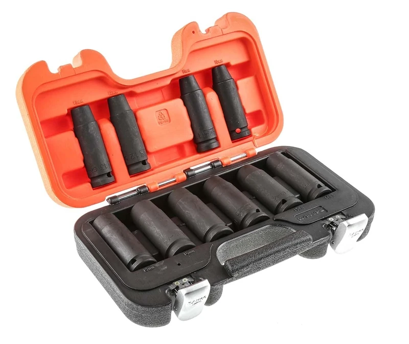 Bahco DD/S10 Impact Sockets Set Deep, Orange/Black, 10-19 mm