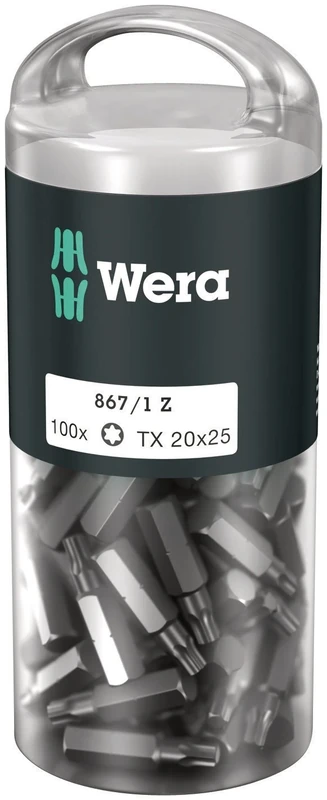 Wera 05072450001 TX27 x 25 mm 867/1 DIY Bit for Socket Screws - Silver (100-Piece)