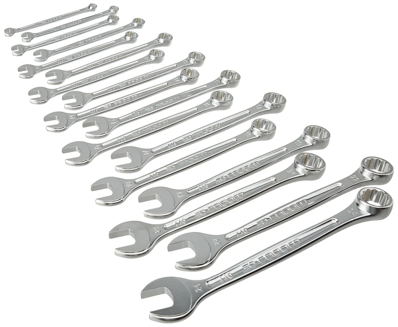 Facom 17 OGV® combination wrenches sizes 6 to 22 and 24 mm in foam tray