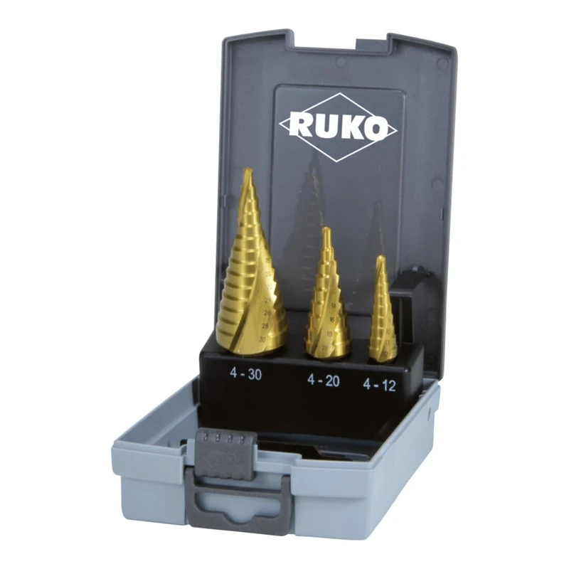 Ruko HSS Spiral Fluted Step Drill Bit Set - 3 Pieces R101026TRO