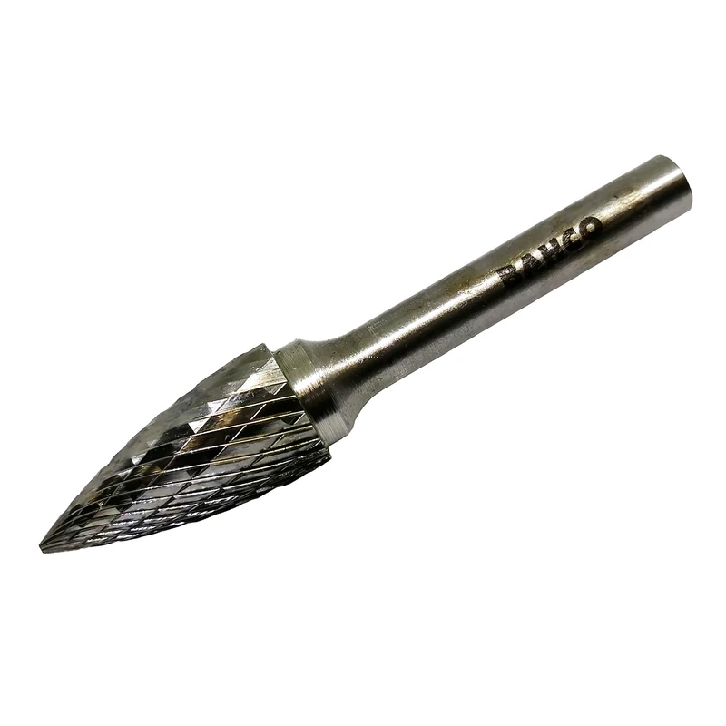 Bahco G1225M06X Tungsten Carbide Medium Rotation Burr in Bullet Shape with 24/12 Tooth, 0 V, Silver