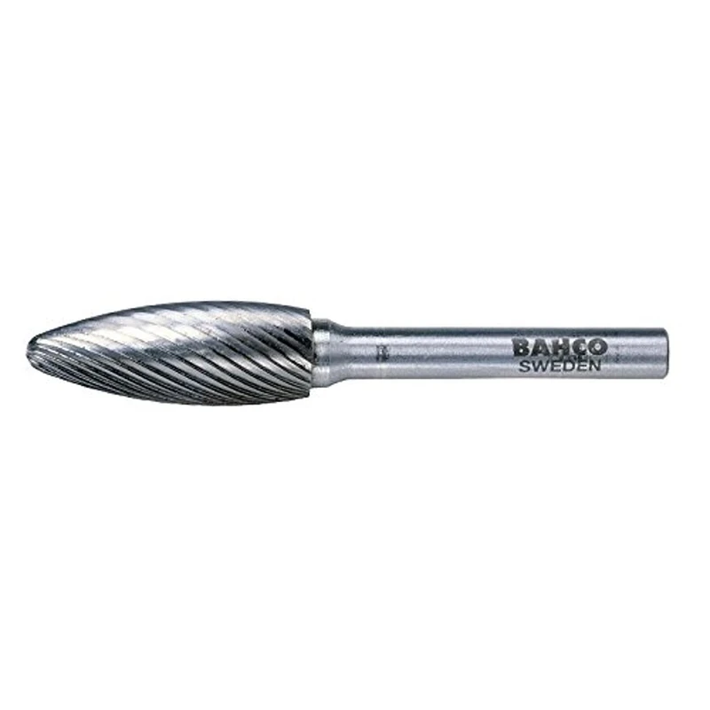 Bahco H1232M06X Medium Tungsten Carbide Rotation Burr in Flame Form with 24/12 Tooth, Silver