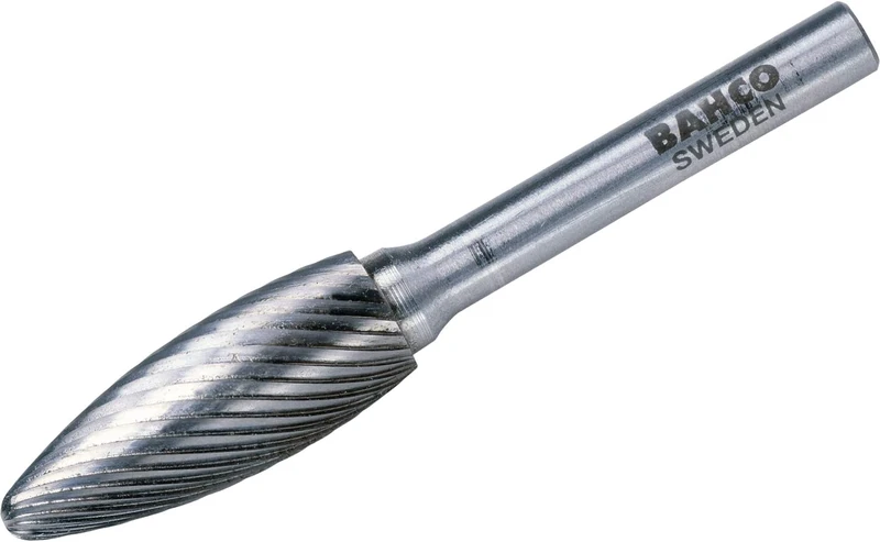 Bahco H1025M06X Medium Tungsten Carbide Rotation Burr in Flame Form with 20/10 Tooth, Silver