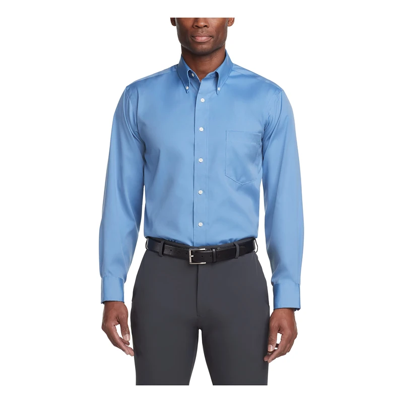 Van Heusen Men's Dress Shirt Regular Fit Non Iron Solid, Blue Mist, XXXL