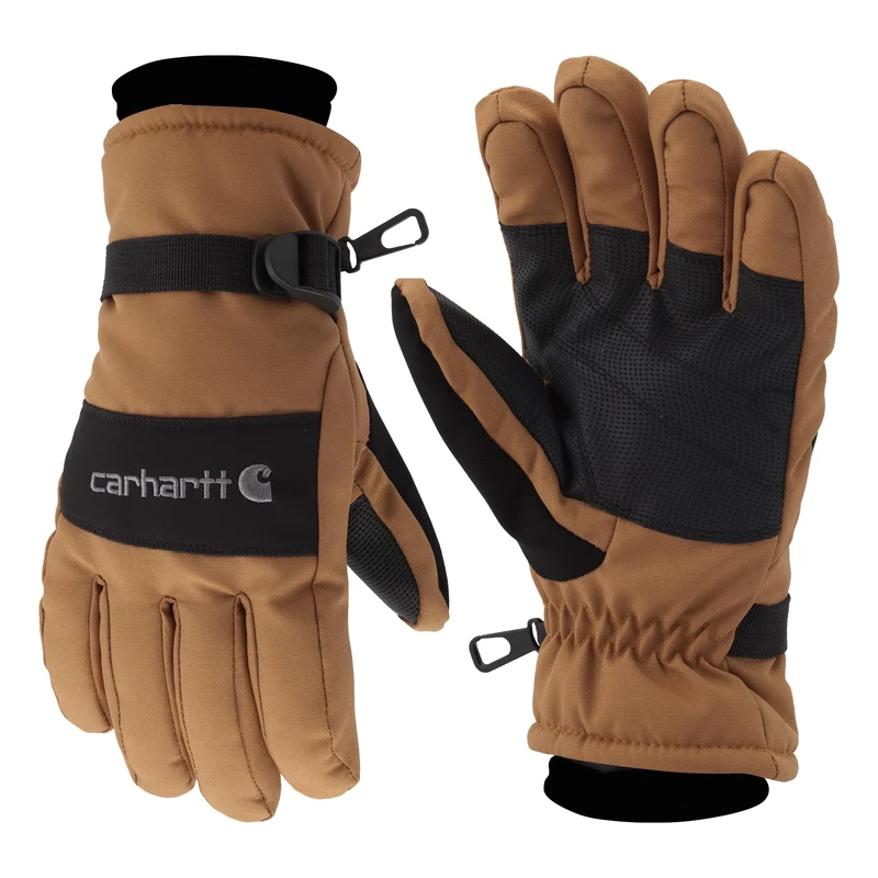 Carhartt Men's WP Waterproof Insulated Glove Cold Weather, Brown/Black, Large
