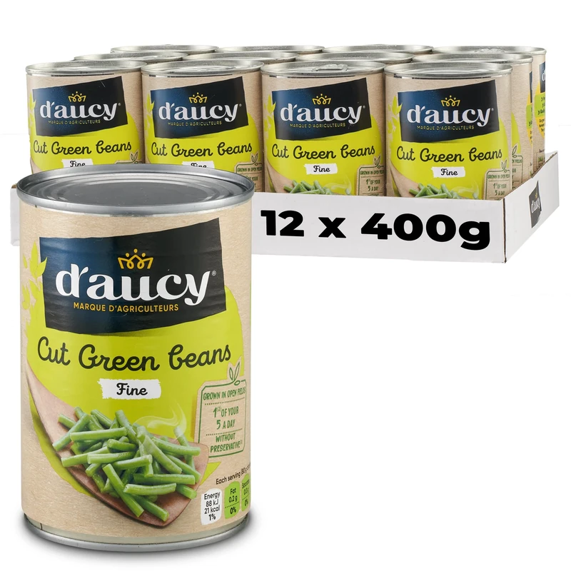 D'aucy Fine Cut Green Beans 400 g (Pack of 12)