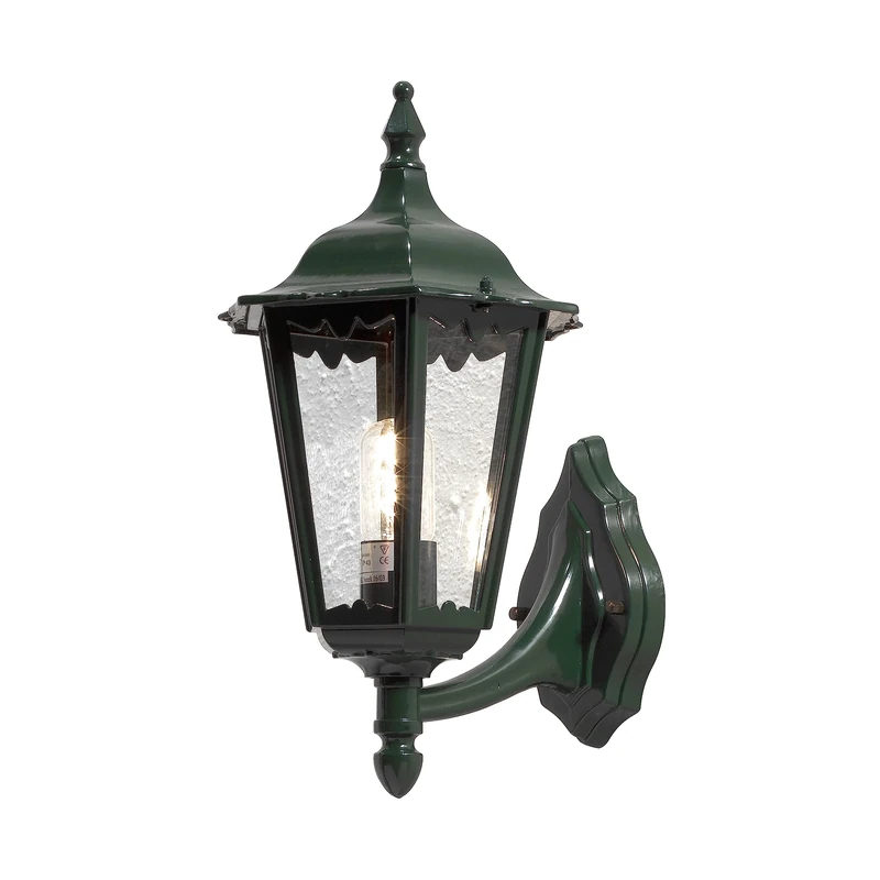 Konstsmide Outdoor Lights/Firenze Large Up Outdoor Wall Lantern/1 x 100 W E27 Max Wall Lamp/Clear Glass Panels/Aluminium/IP43/Outside Light Green, 7213-600