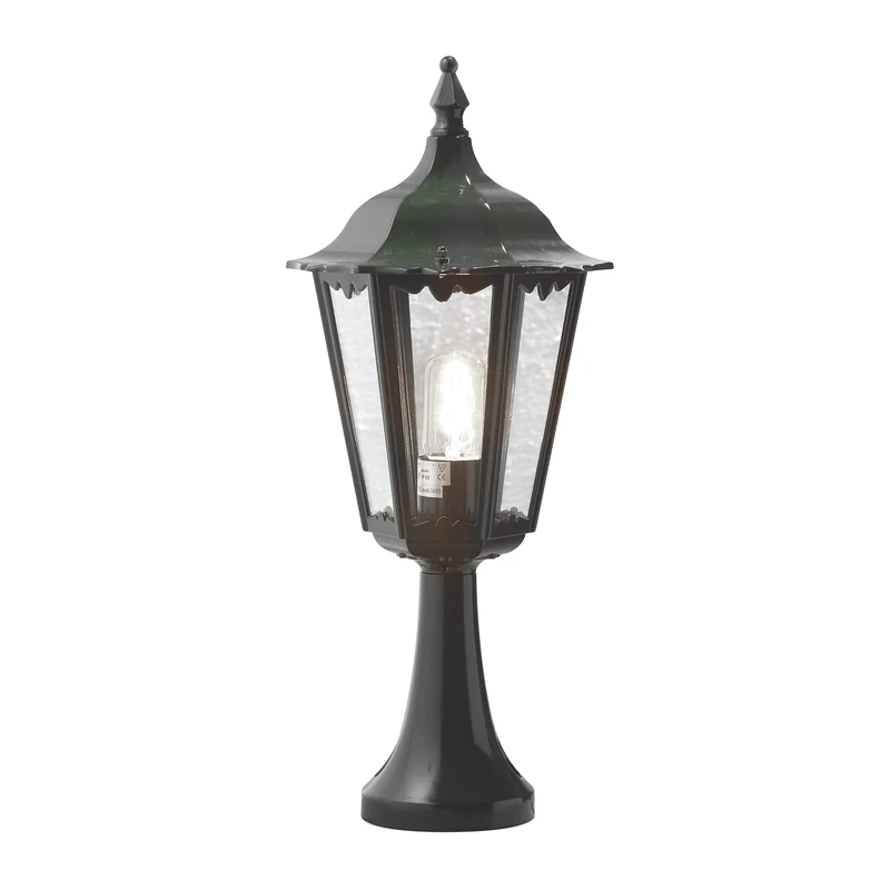 Konstsmide 7214-600 Firenze Post Outdoor Light/ 1 x 100 W E27 Max Bollard/ Clear Glass/ Aluminium/ IP43/ Outside Light Green