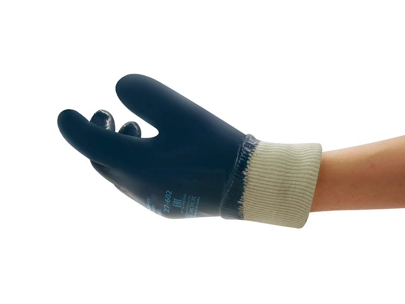 Ansell ActivArmr 27-602 Heavy Duty Work Gloves, Abrasion and Cut Resistant Nitrile Coating, Waterproof and Oil Repellent, Extra-Tough Safety Gloves for Professionals, Blue, Size XL (12 Pairs)