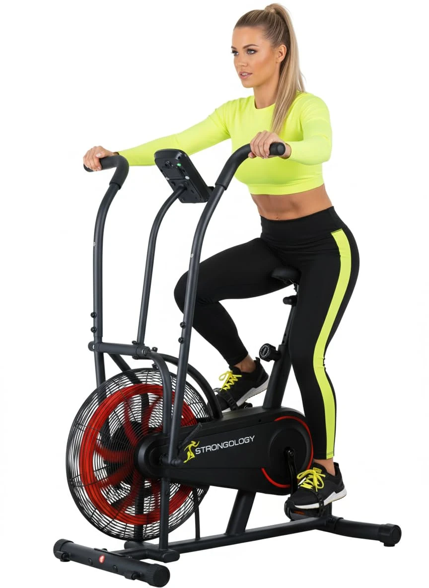 Strongology SCORPION Home Fitness Compact Assault Bike for Full Body Cardio Workout with Smooth Fan Resistance and LCD Screen