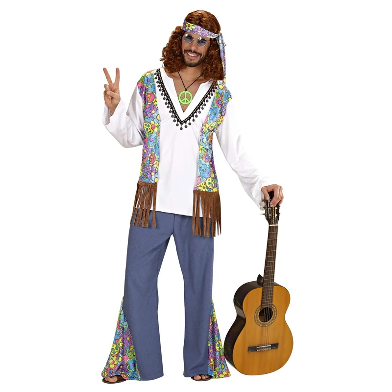 Mens Woodstock Hippie Man Costume Medium UK 40/42" for 60s 70s Hippy Fancy Dress