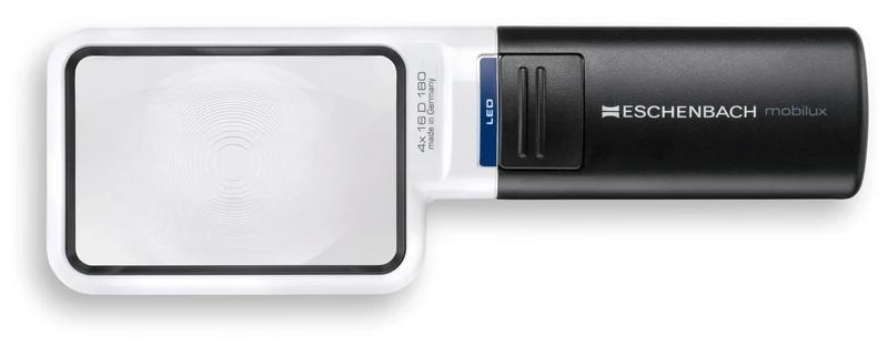 Eschenbach MobiluxLED 15114 Optic Magnifying Glass with LED Lighting 4X Lens Size: 75 x 50 mm