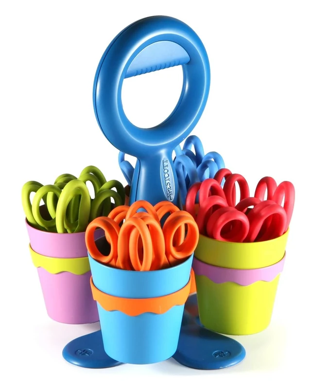 Westcott Microban Scissors Caddy Includes 5 inch Blunt Scissors - Assorted Colours (Set of 24)