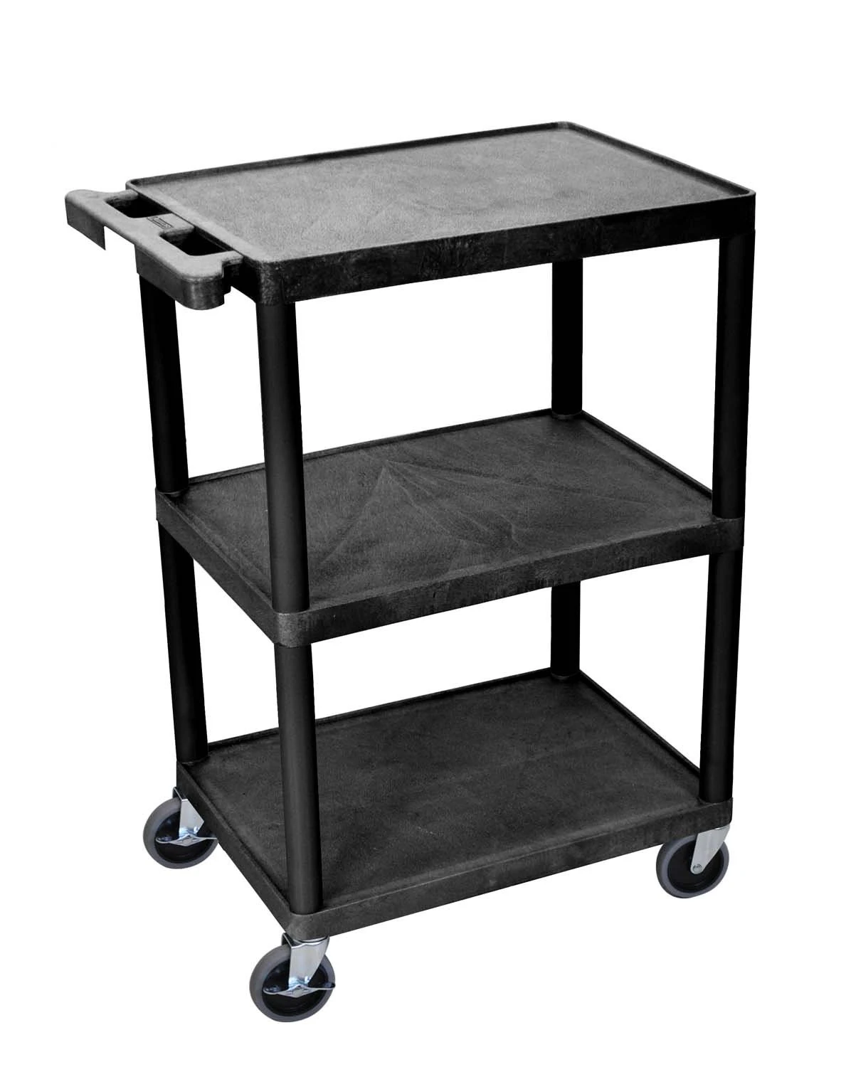 Luxor Multipurpose Storage Utility Cart 3 Shelves Structural Foam Plastic - Black