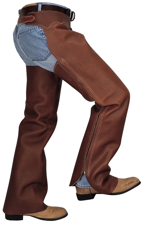 Weaver Leather Shotgun Full Grain Leather Work Chaps, Brown, X-Large - Image 1