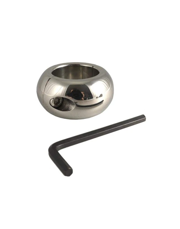 Rimba Bondage Play Donut-Shaped Ball Stretcher with Allen Key Silver 3.5 cm