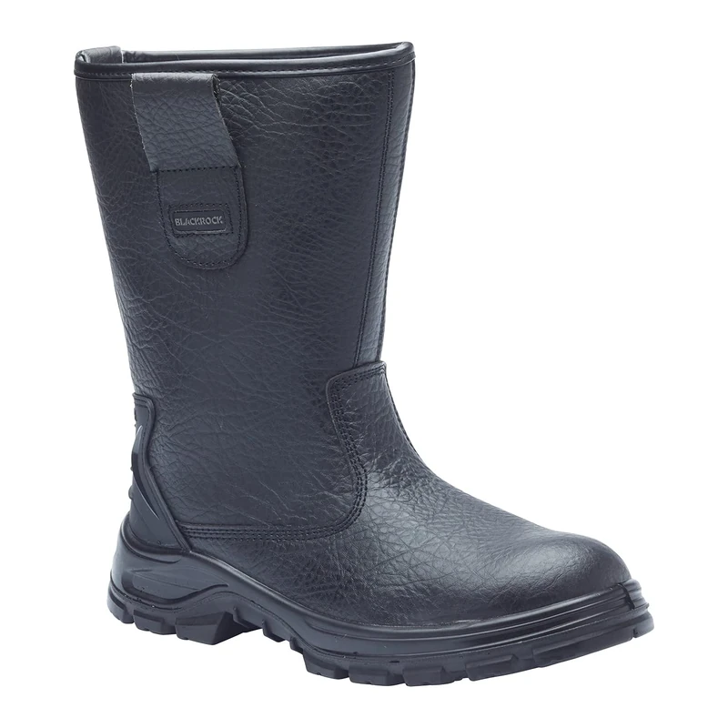 Blackrock S1-P SRC Safety Rigger Work Boots, Mens Womens Steel Toe Cap Black Leather, Working Boots, Safety Shoes, Protective Midsole, Gardening, Work & Utility Footwear, Construction - Size 10