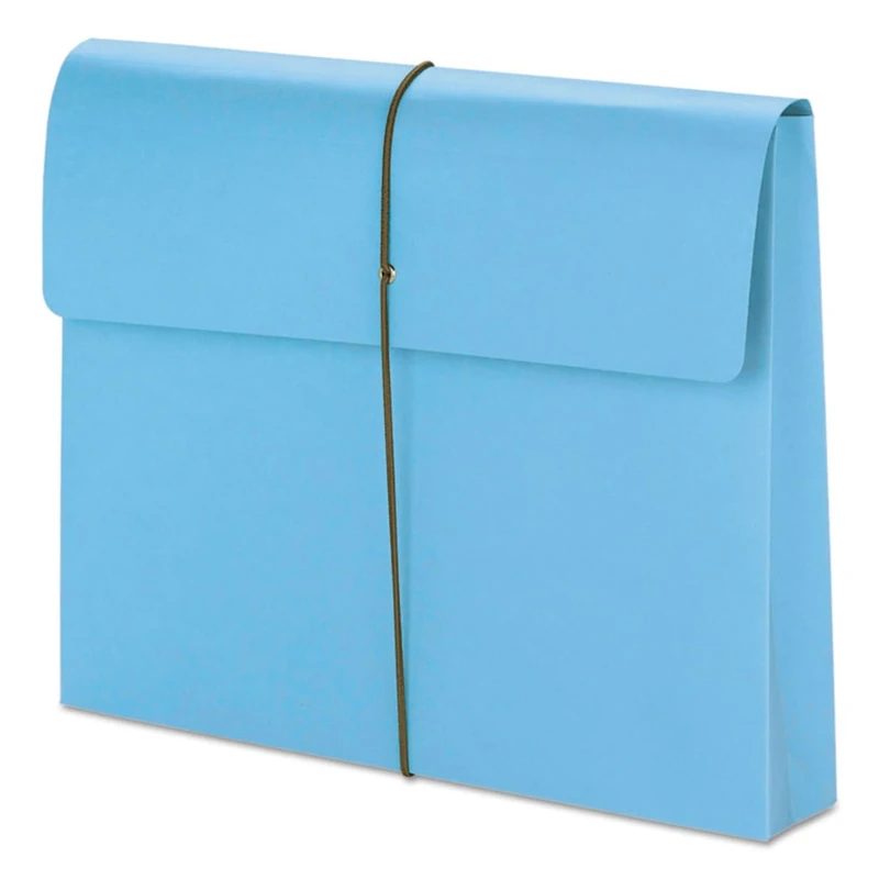 Smead Colored Expanding File Wallet with Flap and Cord Closure, 2" Expansion, Letter Size, Blue, 10 per Box (77203)
